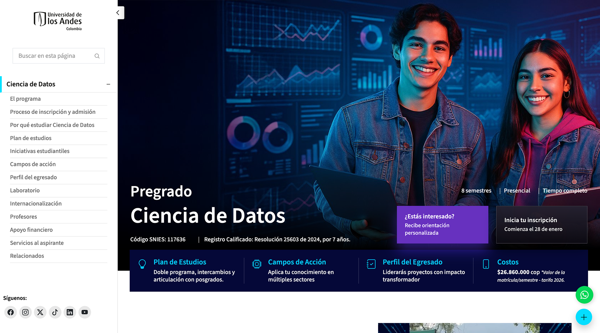 Data Science undergraduate program mockup